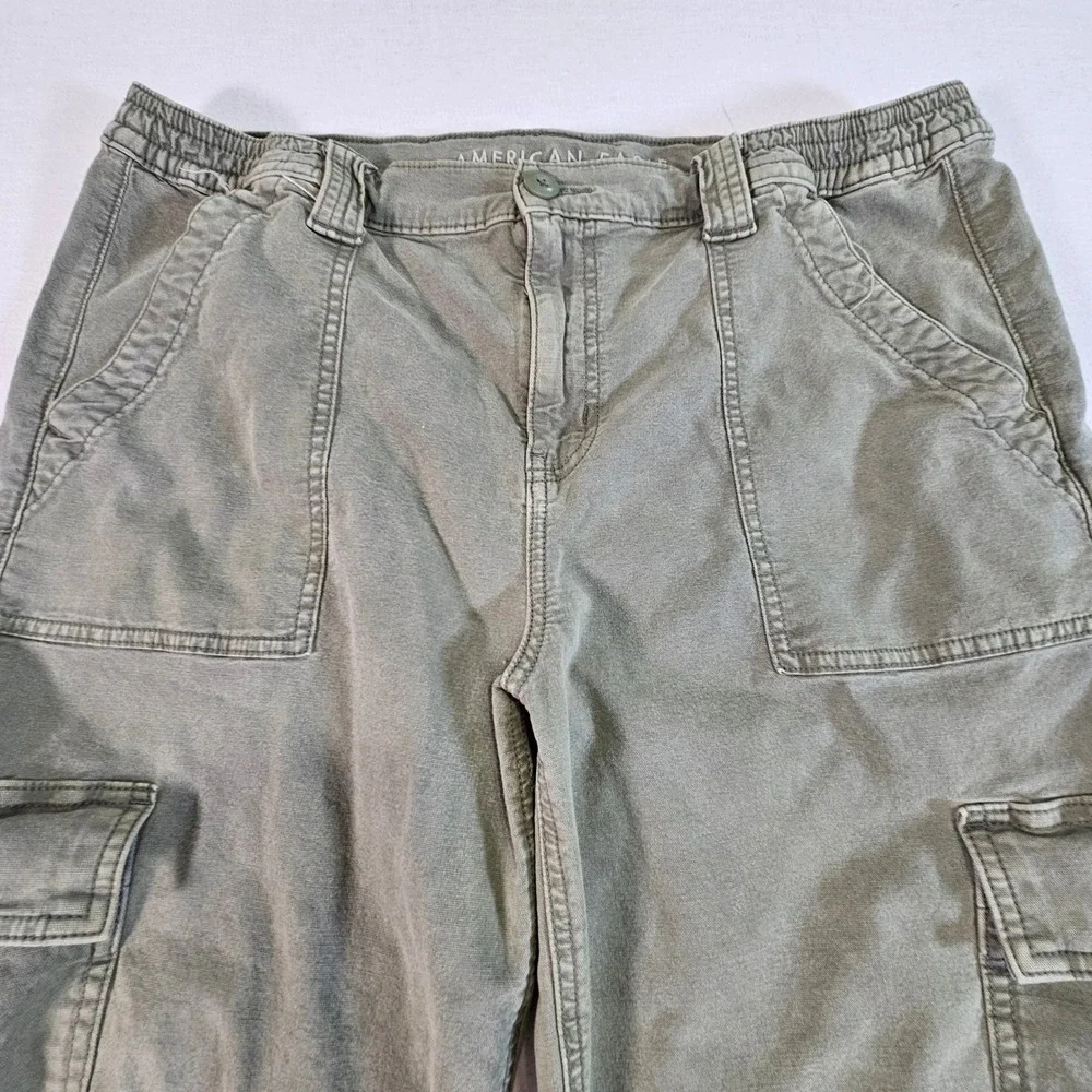 American Eagle‎ Stretch Cargo Pants Olive Green Straight Leg Utility Mens 16 Reg